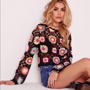 Missguided Crochet Bell Sleeved Sweater